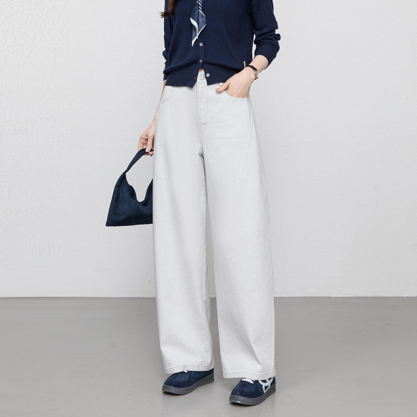 

Women s Wide-Leg Scimitar Jeans - Slimming, Flaw-Covering, 3D Cut, Pocket Design, Denim Blue, Spring Style 28