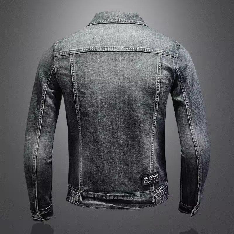 Denim Jacket Men's Autumn Lapel European and American Motorcycle Jacket Handsome Denim Jacket
