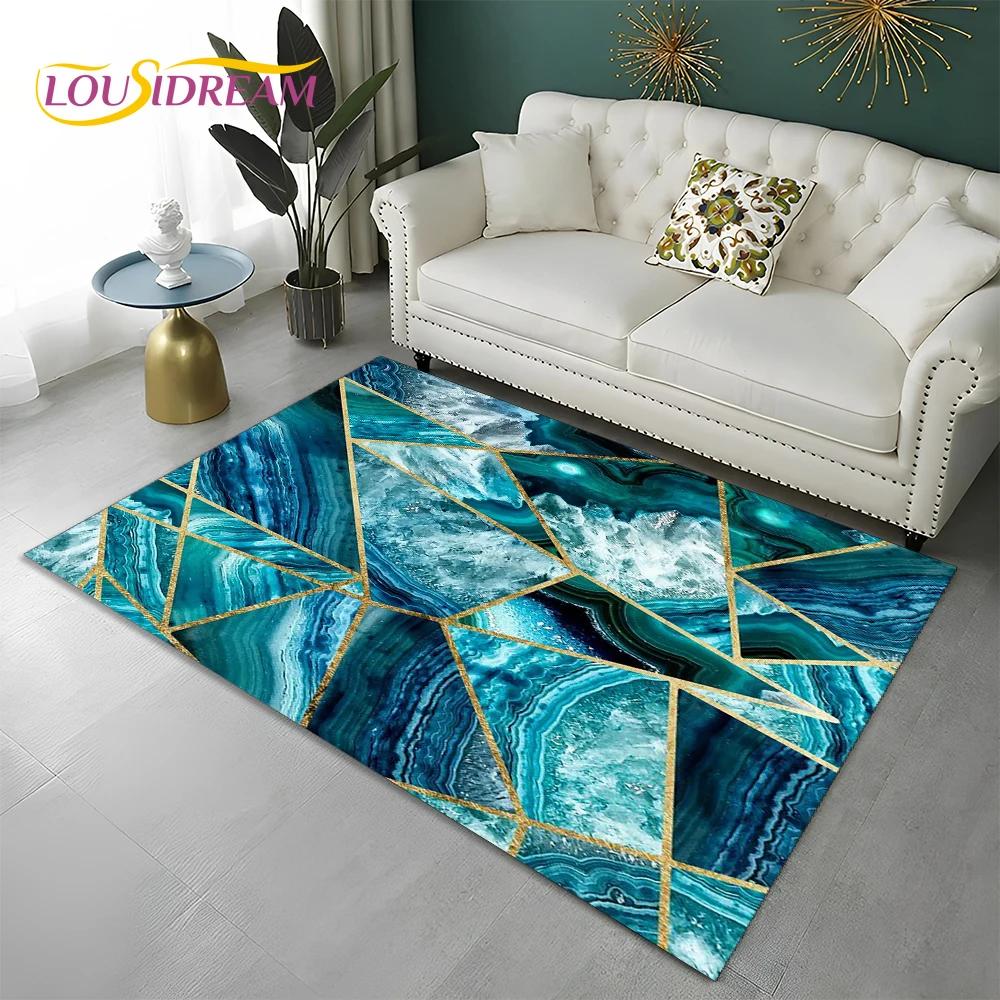 Green Gold Blue Black Marble Nordic Carpet Rug for Home Living Room Bedroom Sofa Doormat Decor,kid Area Rug Non-slip Floor Mat
