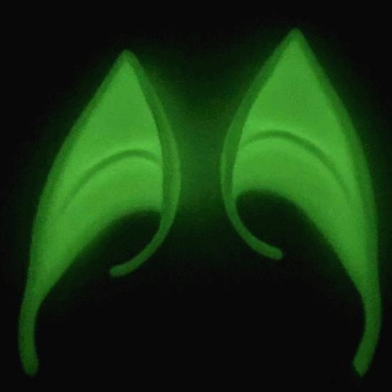 1Pair Elf Ears High Simulation Flexible Pointed Tip Luminous Glitter Cosplay Props Latex Halloween Costume Party Fairy Ears for Festival