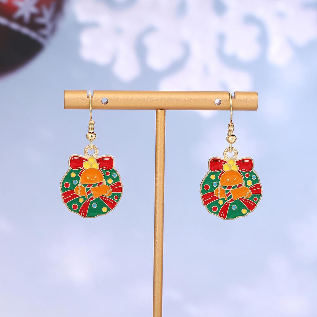 Cartoon Drip Santa Earrings, Personalized Christmas Column Elk Gingerbread Man Earrings