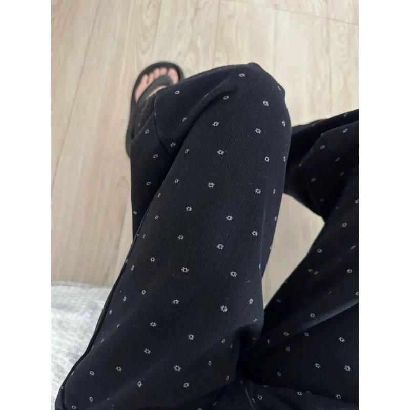 Retro old polka dot straight jeans women's summer high waist loose and thin wide leg pants drape floor long pants