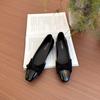 Gentle bow thick heel single shoes women's new square head color matching grandma ladyshoes