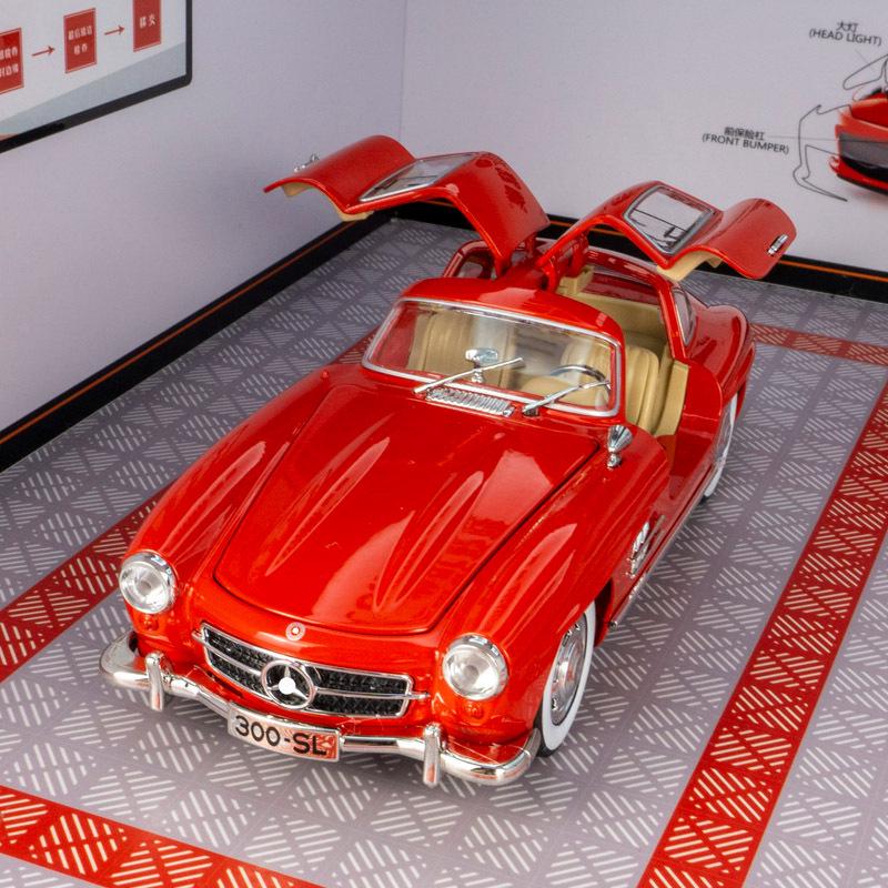 

Jinlifang 1901-380 Модель классического автомобиля Mercedes-Benz 300SL из сплава с дверями «крыло чайки». чёрный