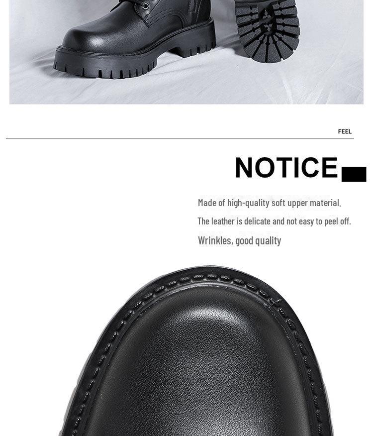 Pánské britské ležérní vysoké kožené boty Martin s bočním zipem, silnou podrážkou, styl 96116-R