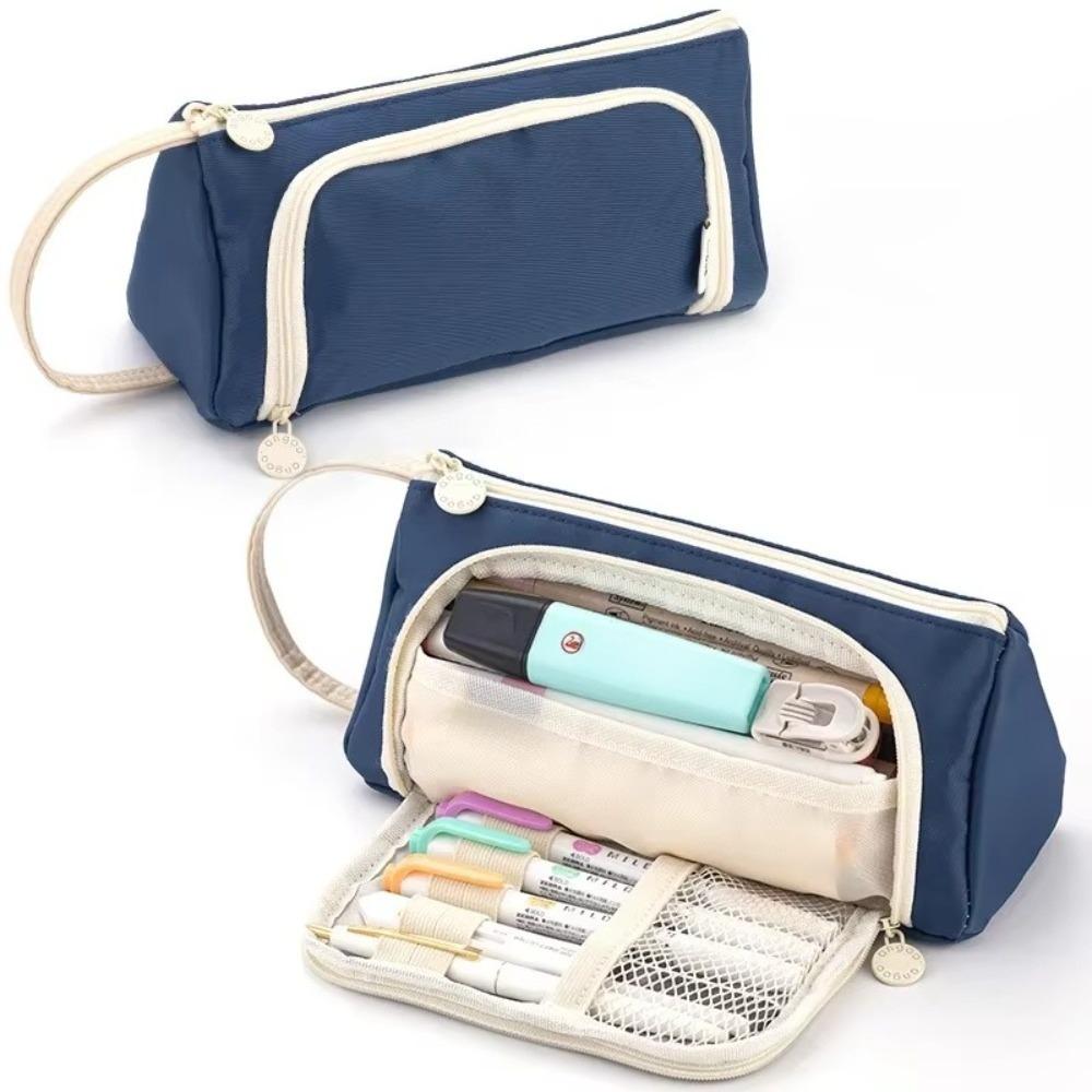 Oxford Cloth Pen Bag Double-layer Stationery Bag New Pen Box Students