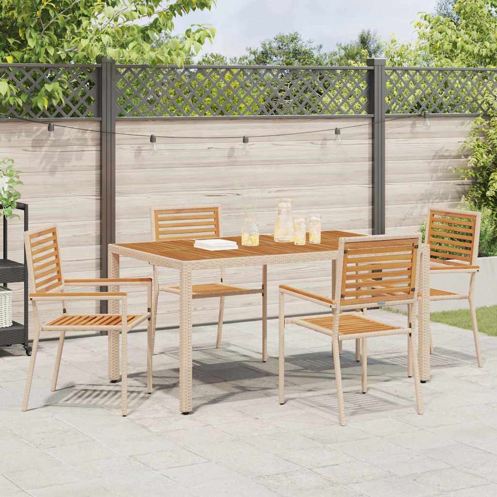 Garden Stackable Chairs 4 Pcs Brown and Beige 54 X 56 X 90 Cm