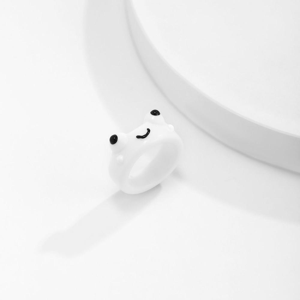 Geometric Korean Colorful Contrast Women Chick Fashion Jewelry Acrylic Frog Finger Rings Resin Ring