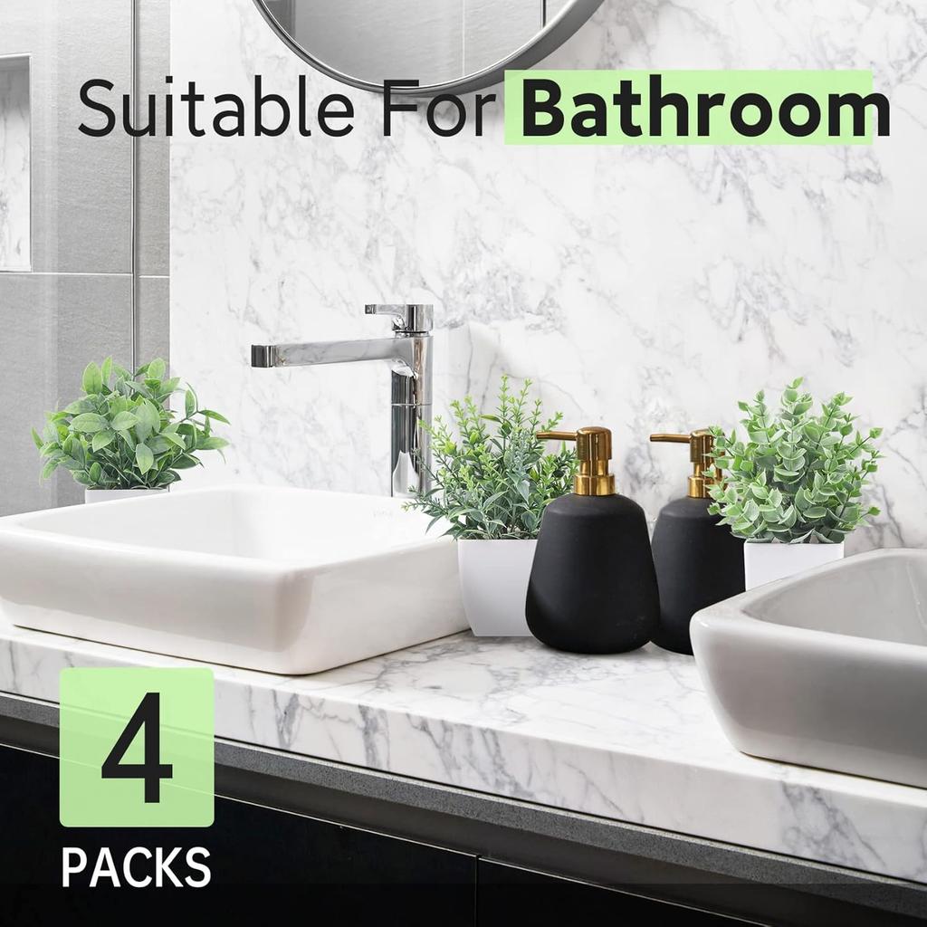 4 Pack Fake Plants Mini Artificial Greenery Potted Plants for Home Decor Indoor Office Table Room Farmhouse Bathroom Decor