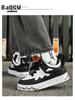 Designer Color Block Chunky Sneakers Women/Men Leather Lace-up Fashion Flat Platform Shoes Round Toe Comfortable Casual Sneakers