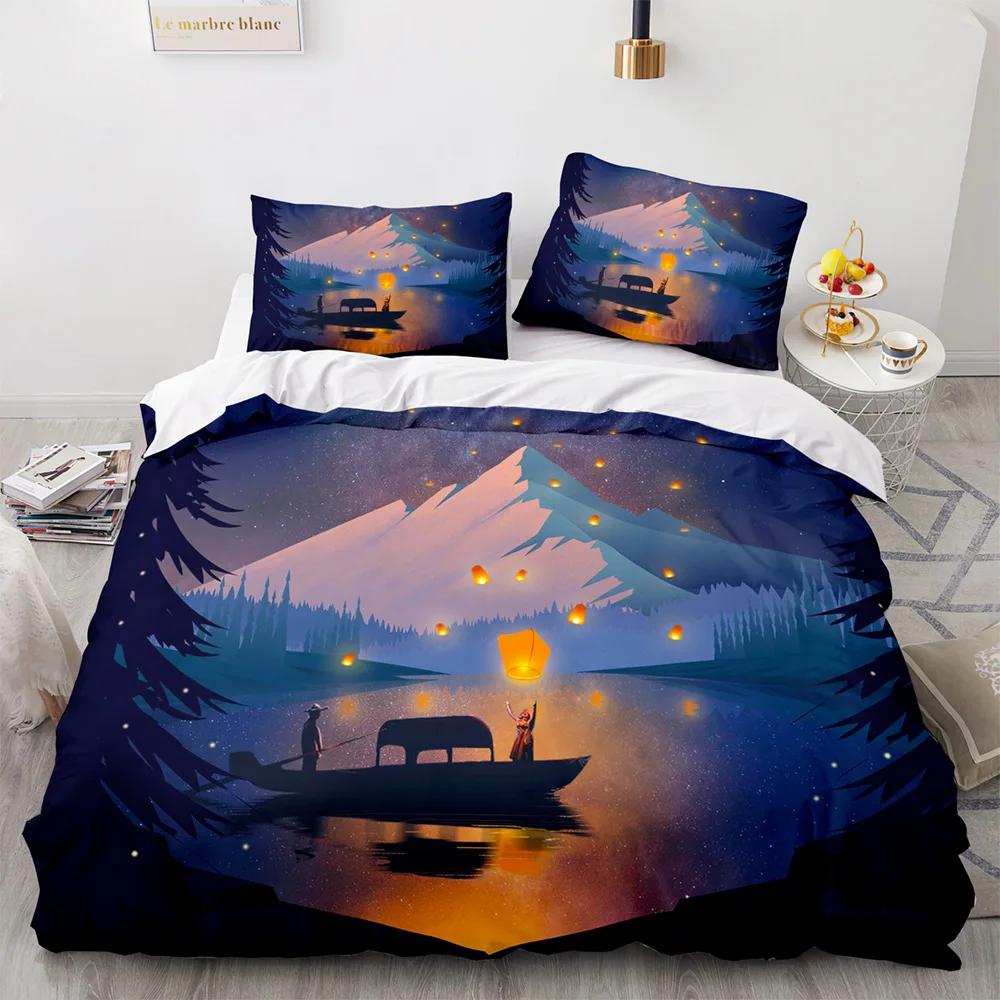 Green Forest Duvet Cover Fairy Cartoon Trees Elk For Adults Plant Animals Polyester For Children Girls Fairy Bedroom Decorations