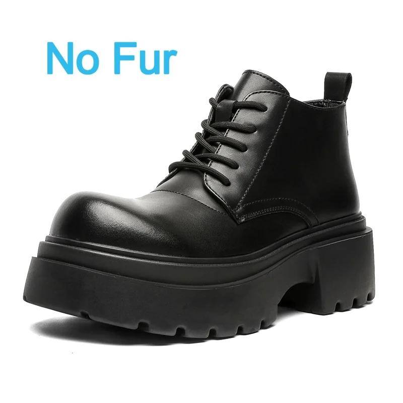 

Мужские ботинки до щиколотки из натуральной кожи в британском стиле, зимние противоскользящие ботинки на платформе для мотоцикла, высококачественные роскошные ботинки с круглым носком 39