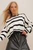 Women's Sweater New Season Fashion Biscuit Crew Neck Striped Crop Oversize Knitwear Sweater