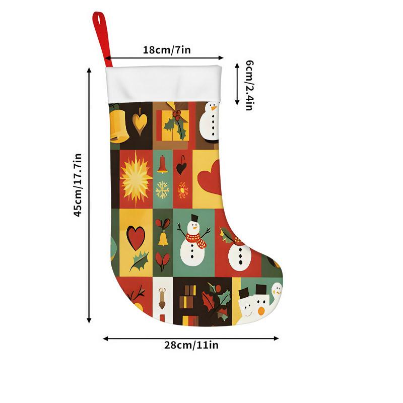 Christmas Decoration Fireplace Hanging stockingChristmas Stockings 1pc 45.72 Cm, Christmas Snowman Heart Bell