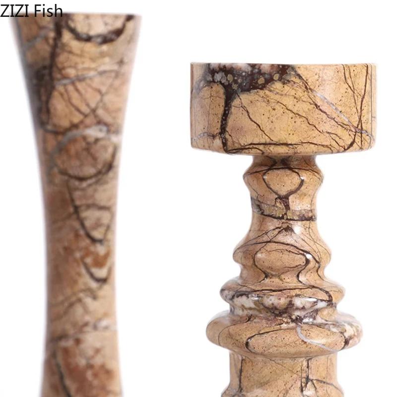 Natural Marble Candle Holder Romantic Dining Table Candlestick Desk Decoration Ornaments Wax Melt Burner Marble Candle Holders