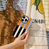 Color-Block Stripes Orange Black Phone Case for IPhone 17AIR 16E 16 15 14 13 12 11 17 Pro Max Plus Double-layer Back Cover