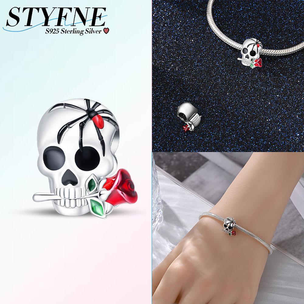 Anniversary Copper Halloween Series Charms Luminous Skull Lil Ghost Beads Fit Original Bracelet Women Fine Jewelry Gift