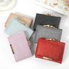 Cartoon Multi Card Wallet Sequined Short Print Tri Fold Wallets With Metal Buttons For Christmas Birthday Gift