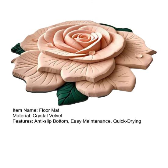 Diatomaceous Earth Bath Mat Non-Slip Absorbent Floor Mat Easy To Clean Quick-Drying Irregular Floral Design Entrance Rug