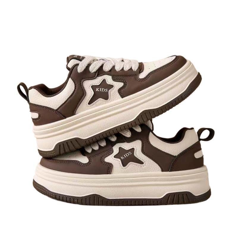 Superheta vita damsneakers 2025: Koreansk stil, tjock sula, mångsidiga fritidsskor för vår och höst