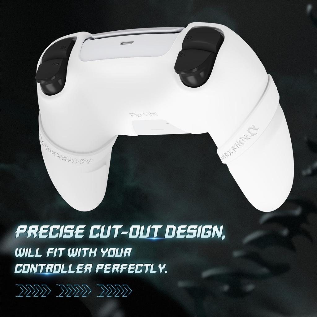 PlayVital Runes Edition Silicone cover for comes with thumb grip touchpad sticker and cross key compatible with ps5 genuine charging stand with cover