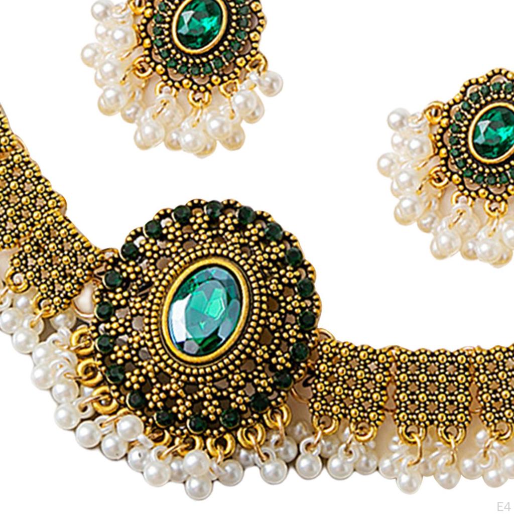 Halskette Ohrring Set Trendiger Statement Anhänger Schmuck für Bräute Mädchen