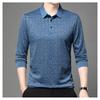 Mens Long Sleeve Jacquard Polo Shirt Business Casual Spring Autumn Top