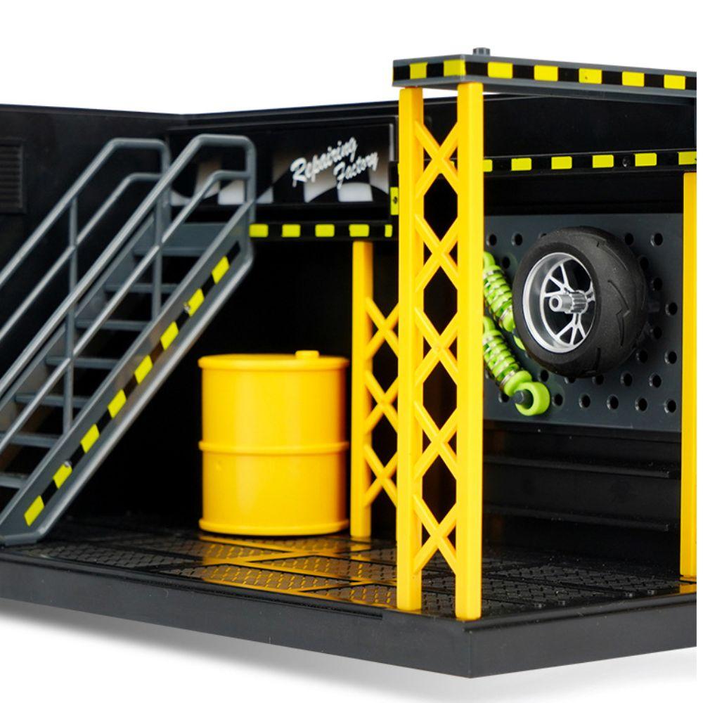 DlY Scene Car Garage Model Diecast Zinc Zinc Alloy Car Model Display Lighting Parking Lot  Assembly Toy