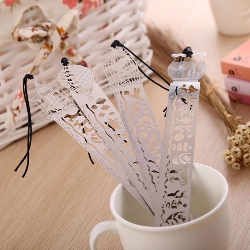 2Pcs Cartoon Pattern Metal Record Daily Templates for Quilting Ruler Multi-Function Bookmark Hollow Hand Account Tool