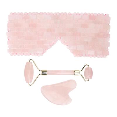 Gua Sha Set Pink Crystal Eye Facial Scraping Jadestone Roller Tool Set for Skin Care Body Muscle