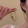 Retro Distressed Diamond-Encrusted Large Ring Earrings Feminine Charm Ear Rings Exquisite Facial Feature Earrings Fashionable