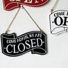Double-sided Open/Closed License Plate Store Wall Decor Restrooms Tin Sign Vintage Road Guide Metal Sign Painting Plaques Poster