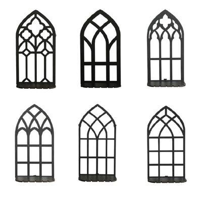 Decorative Black Wood Shelf Wall Mounted Hollowed Gothic Floating Shelves for Storing Essential Oil and Crystal Stand