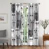 2 Pcs Grey Cat Print Curtains,suitable for Bedroom,living Room Kitchen Decoration,home Decoration,window Decoration