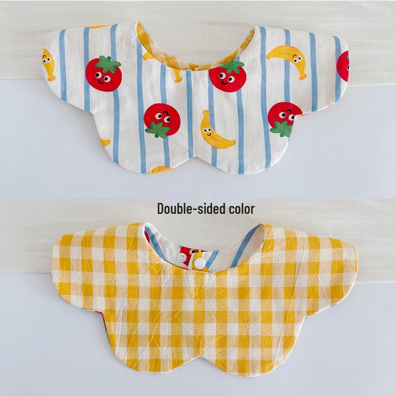 Korean Style Double-Sided Gauze Baby Drool Bib - Newborn Petal Design, Breathable