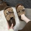 Thick-bottomed Fluffy Slippers for Women's Outerwear 2025 Autumn New Fashion Belt Buckle Lazy Casual Teddy Curly Slippers