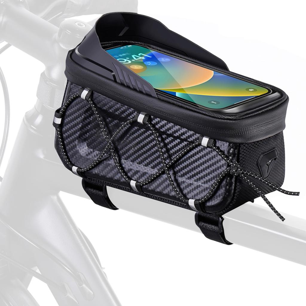 Bike Bag Reflective Saddle Bag Front EVA Hard Casing Beam Bag A39 Earphone Hole Design Expandable Elastic Cord