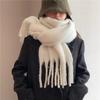 High-End Women's Mohair Scarf – Pure Color, Thick, Warm, All-Match, Korean Style for Autumn/Winter 2024