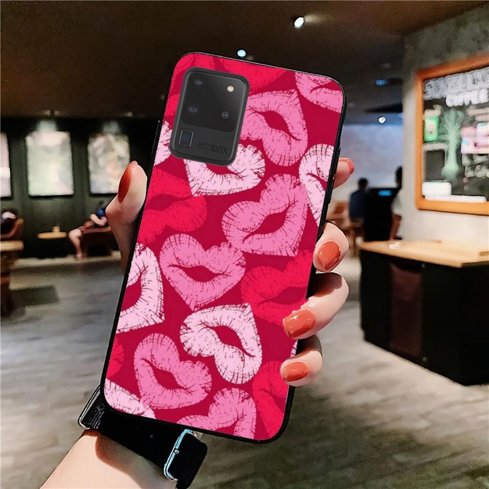 Sexy Girl red Lips Kiss Phone Case For Samsung S 9 10 20 21 22 23 30 23 24 plus lite Ultra FE S10lite Fundas