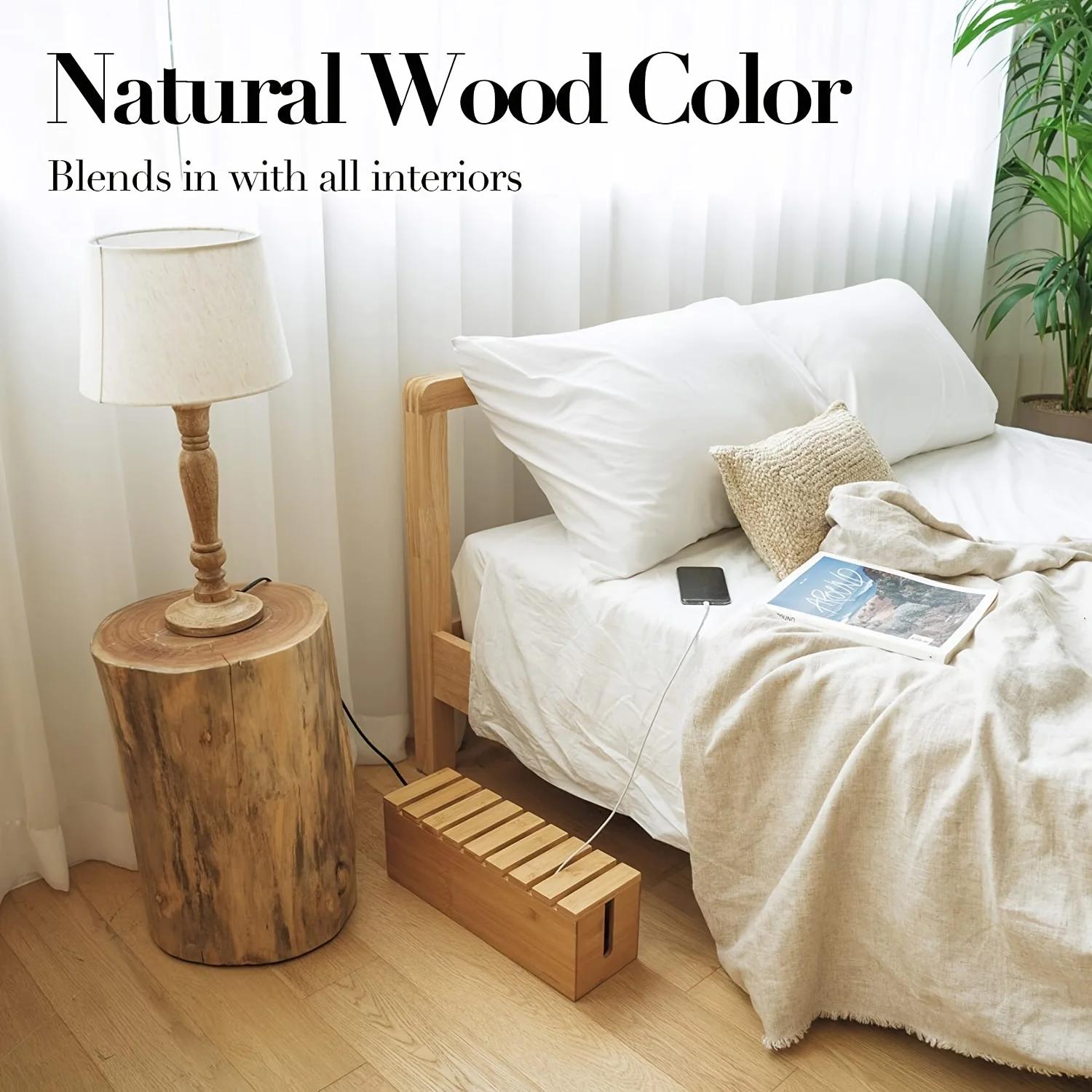 

1pc Wood Wire Storage Box, Data Cable Storage Box, Power Cable Management Sorting Box, Socket Computer Cable Rack, Plug Box 39cm 12.5cm 14cm