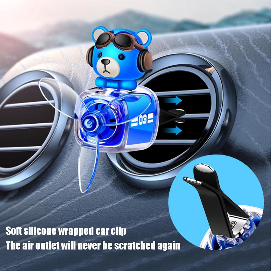 Cute Bear Car Air Freshener - Propeller-themed scented diffuser, long-lasting