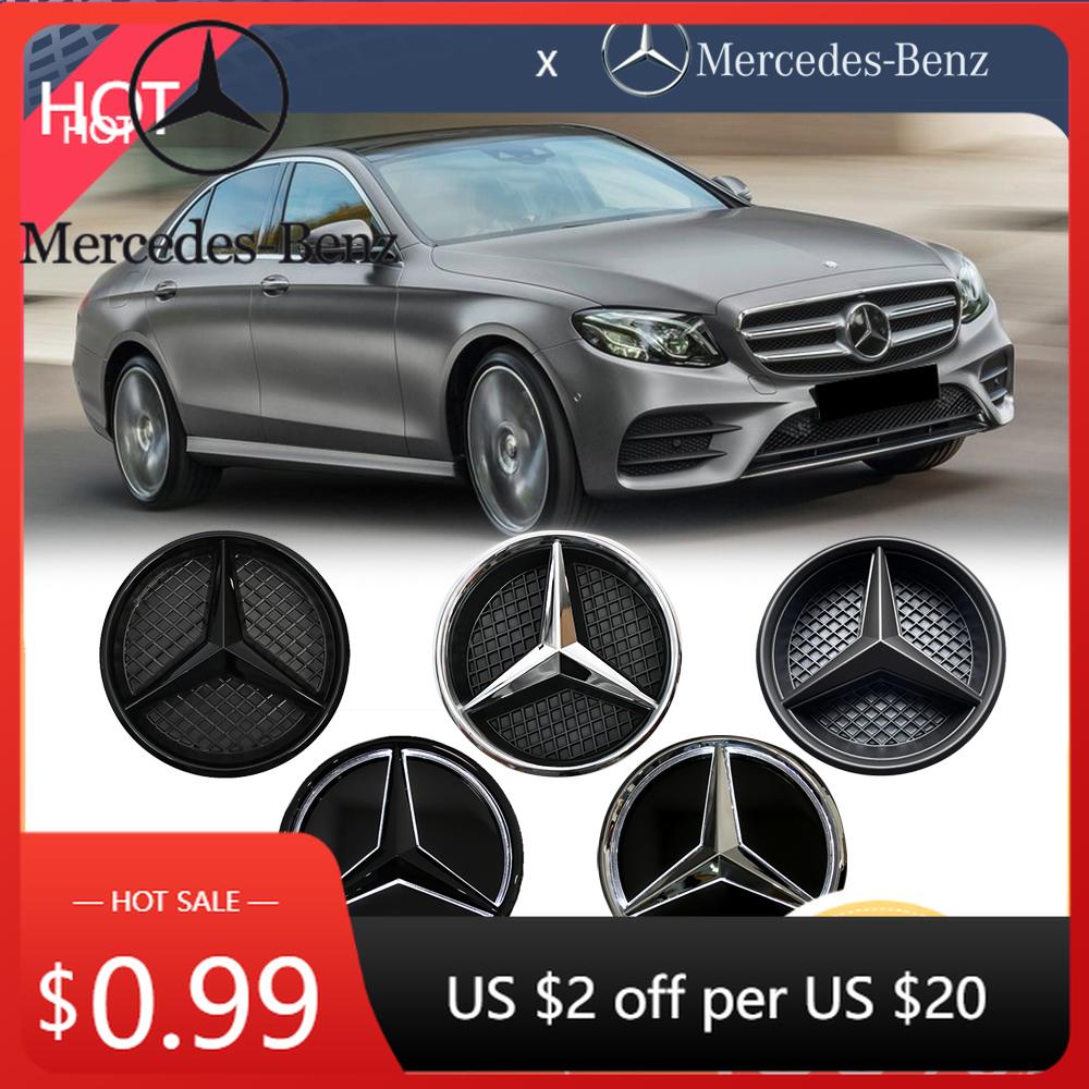 Car Sticker 2025 For Benz Glossy Black Illuminated Star Badge Logo Front Grille LED Emblem White Light For Mercedes Benz E-Class