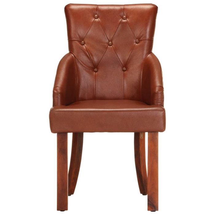 VidaXL Chaises de salle à manger 2 pcs Marron Cuir de chèvre véritable