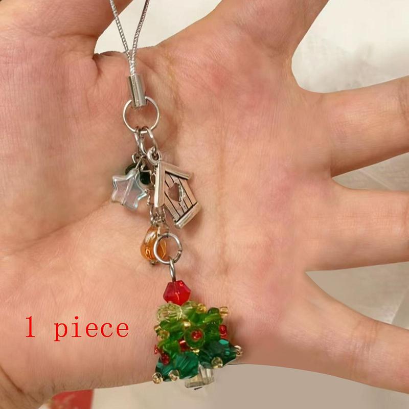 

1Pcs Ins Style Aesthetic Girly Phone Lanyard Cute Star Pendant Keyring Y2K Trendy Christmas Tree Keychain Bag Charms Xmas Gift A1