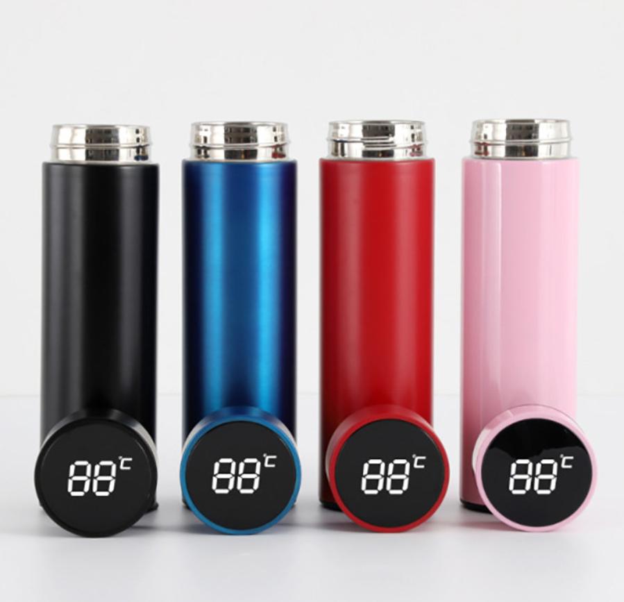 500ml 17oz Stainless Steel Creative Thermoses Vacuum Flask Tumbler Smart Water Bottle With Led Temperature Lid