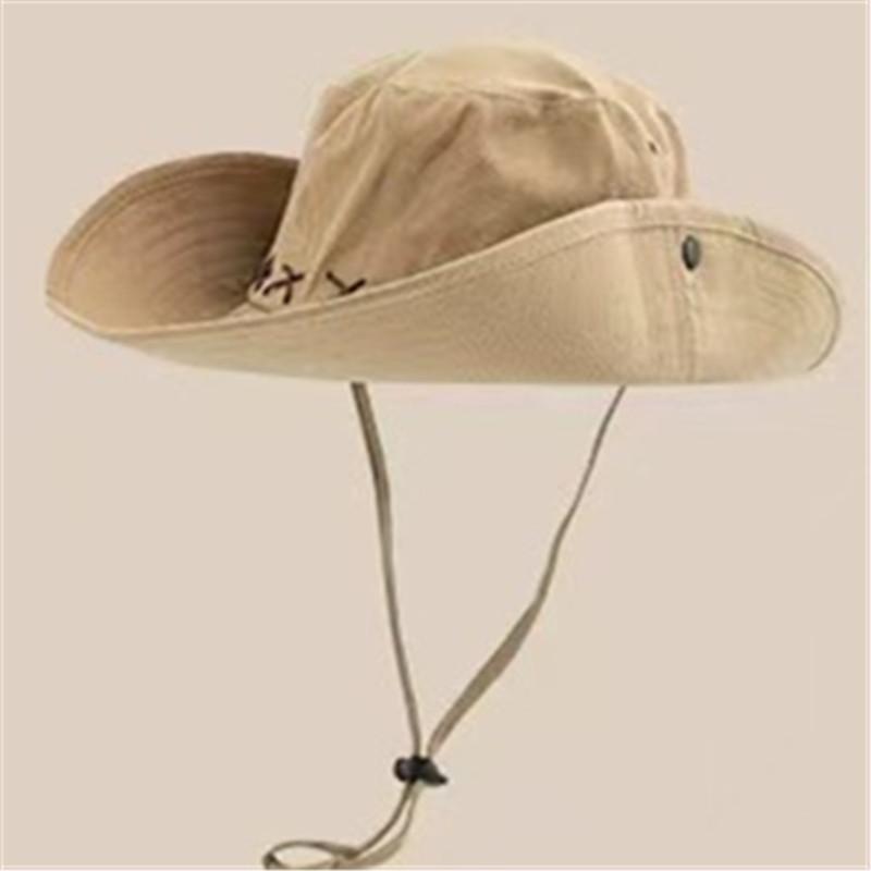 Western cowboy hat breathable sunscreen hat female climbing outdoor bucket hat sun male visor hat hiking hat