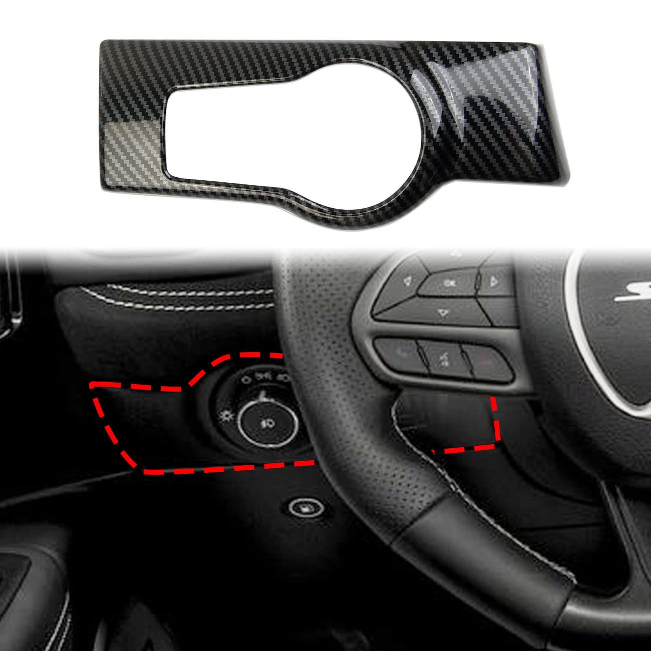 Carbon Fiber Headlight Switch Button Panel Sticker Trim Cover for Dodge Durango 2021+