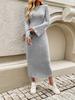Women's Slim Fit Flared Sleeve Solid Color Knit Dresses