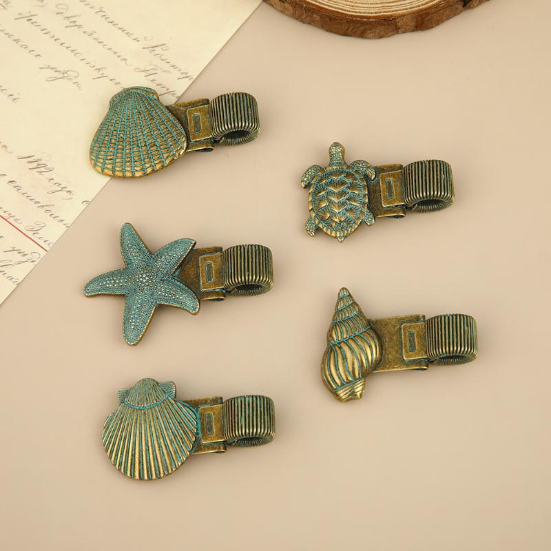 Retro Ocean Turtle Metal Pen Clip Spring Loaded Easy Install Pen Holder for Notebook Journal Student Study Stationery