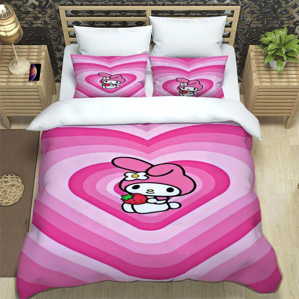 Cute My Melody Bedding Sets Exquisite Bed Pillowcase Children Duvet Cover Bed Comforter Set Bedding Set Luxury Birthday Gift